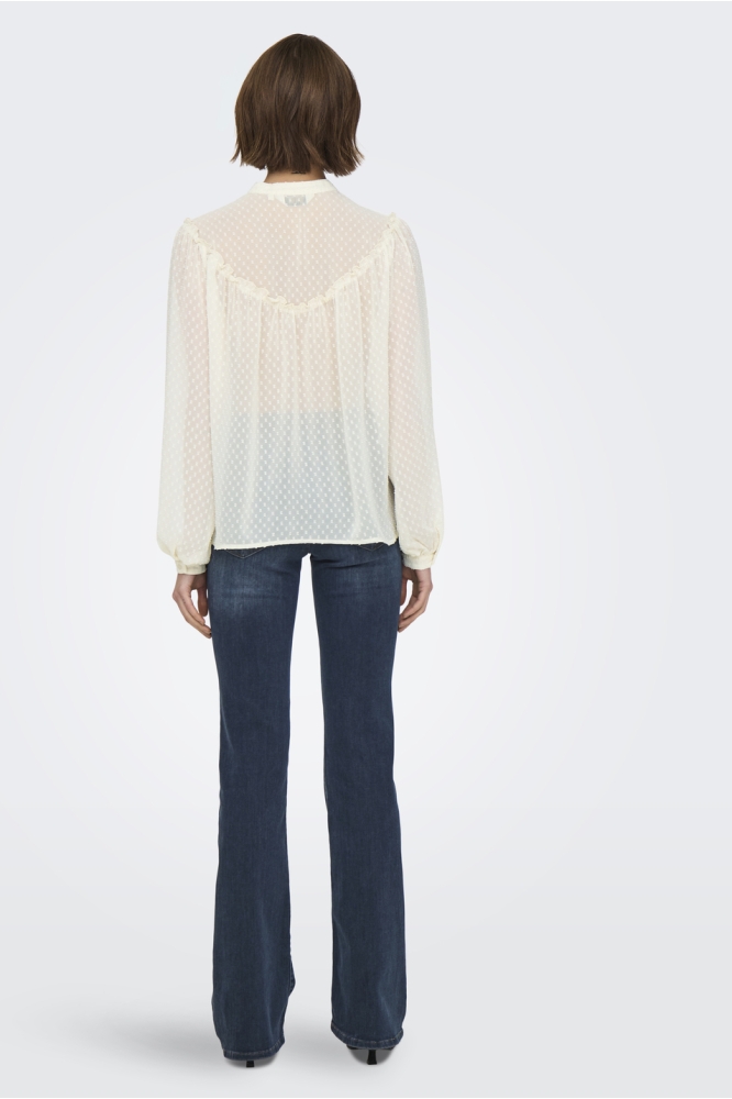 ONLCHADIA LIFE LS DOBBY TOP CC WVN 15339739 ANTIQUE WHITE/SILVER LUR